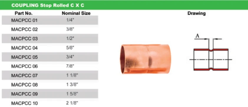 لوله مسی شکل coupling stop rolled 