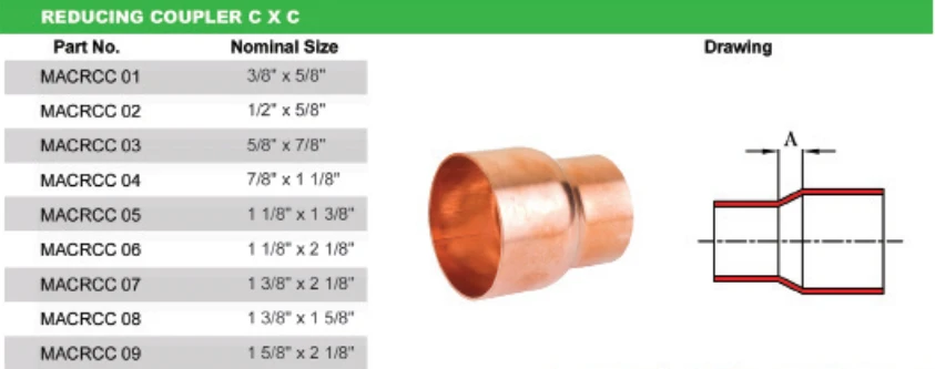 لوله مسی شکل REDUCING COUPLER 
