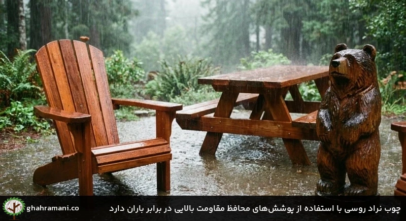 چوب نراد روسی با استفاده از پوشش&zwnj;های محافظ مقاومت بالایی در برابر باران دارد
