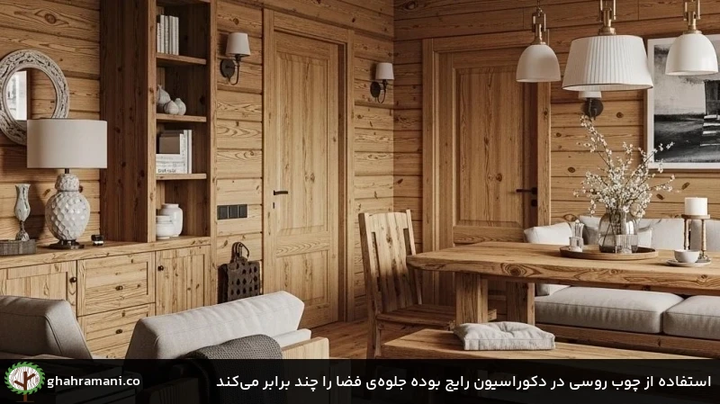 استفاده از چوب روسی در دکوراسیون رایج بوده جلوه&zwnj;ی فضا را چند برابر می&zwnj;کند