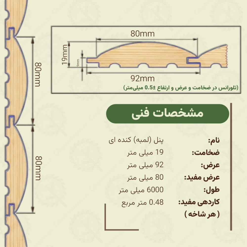 پنل کنده ای 6000*92*19 میلیمتر