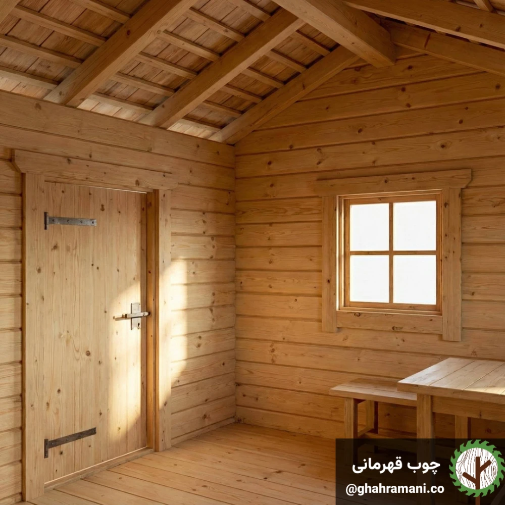 دیوار چوبی (Loghouse panel) 42*142*6000 میلی متر