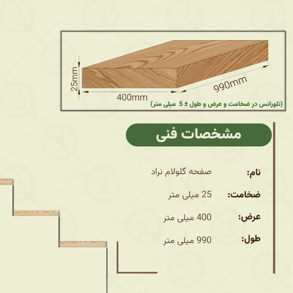 صفحه گلولام نراد سوپر خشک 990*400*25 میلی متر