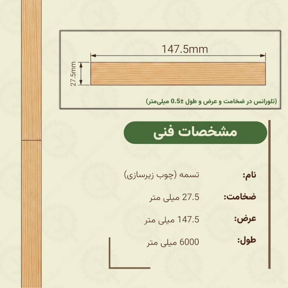 تسمه نراد دونم | ضخامت 22.5 mm – عرض 147.5 mm – طول 6000 mm