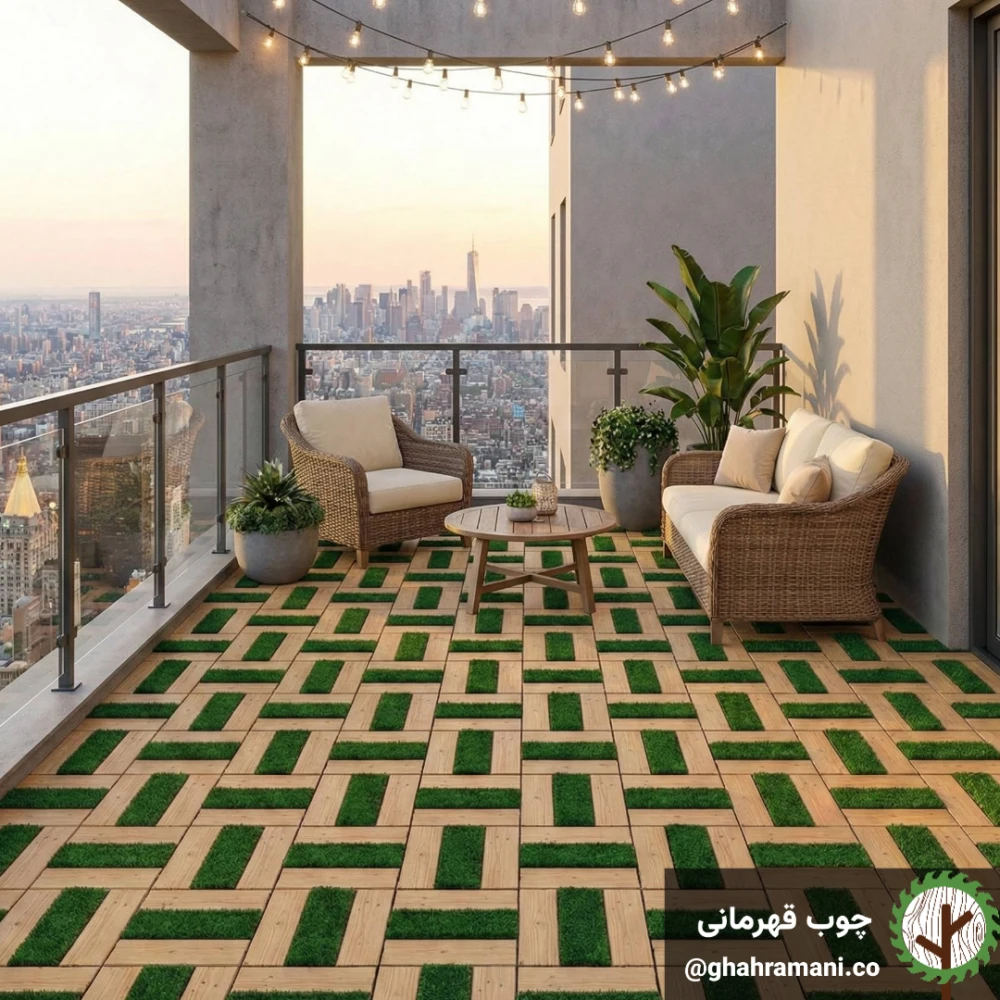 تایل چمن _ ترموود 3 تکه | ابعاد 300×300×18 میلی‌متر
