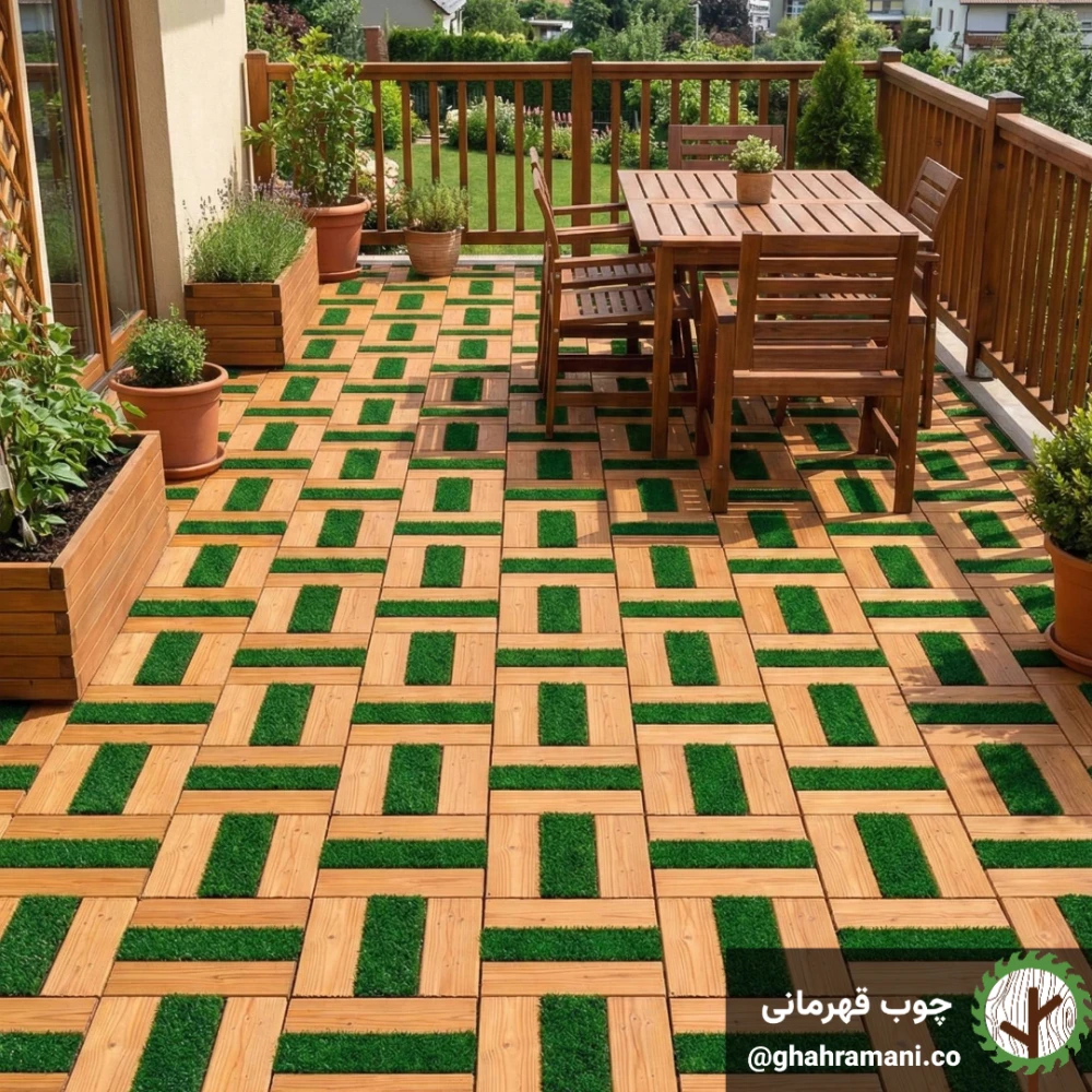 تایل چمن _ ترموود 3 تکه | ابعاد 300×300×18 میلی‌متر