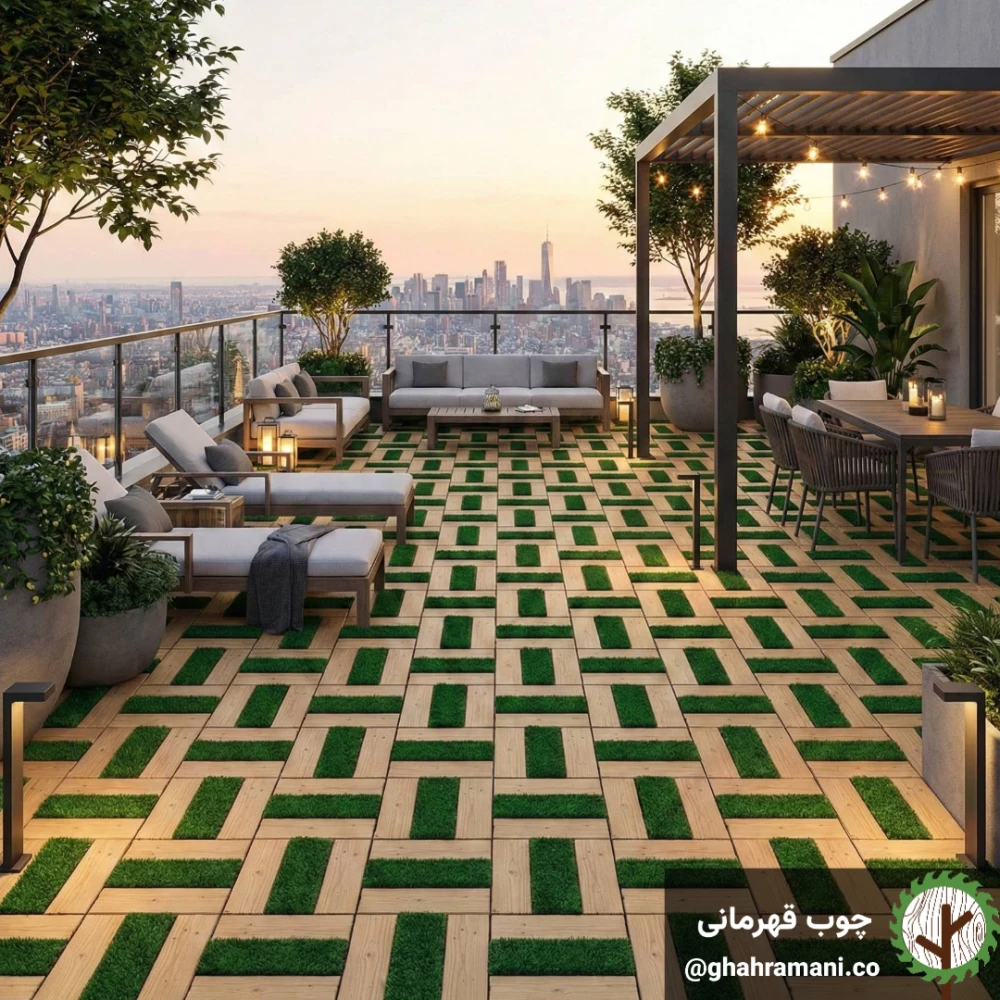 تایل چمن _ ترموود 3 تکه | ابعاد 300×300×18 میلی‌متر