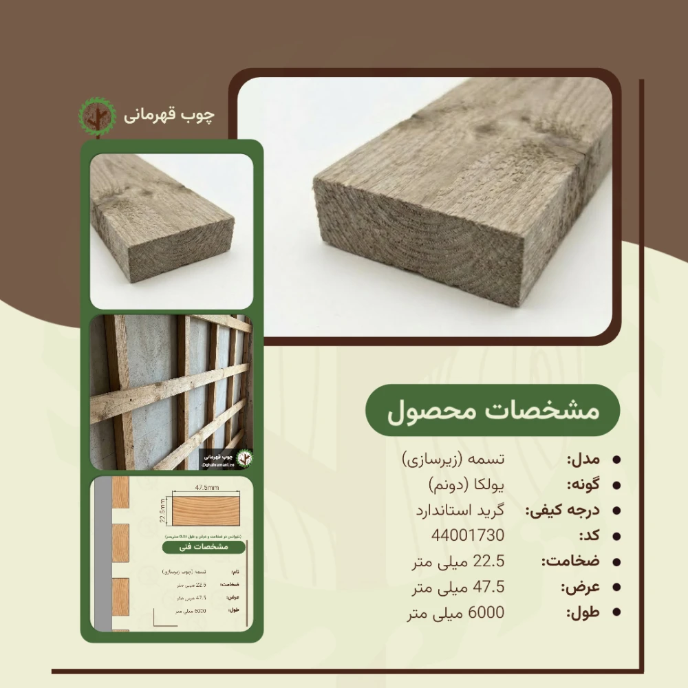 تسمه (زیرکار) نراد دونم | ضخامت 22.5 mm – عرض 47.5 mm – طول 6000 mm