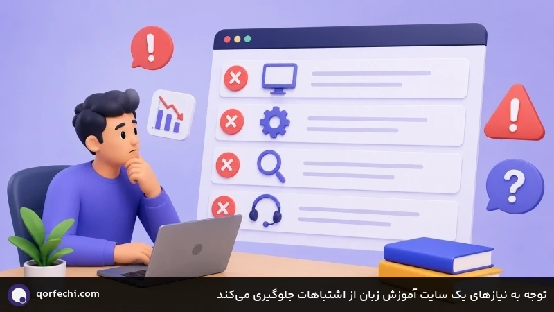 توجه به نیازهای یک سایت آموزش زبان از اشتباهات جلوگیری میکند توجه به نیازهای یک سایت آموزش زبان از اشتباهات جلوگیری میکند