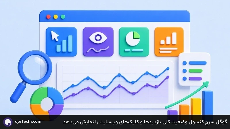 گوگل سرچ کنسول وضعیت کلی بازدیدها و کلیکهای وبسایت را نمایش میدهد گوگل سرچ کنسول وضعیت کلی بازدیدها و کلیکهای وبسایت را نمایش میدهد
