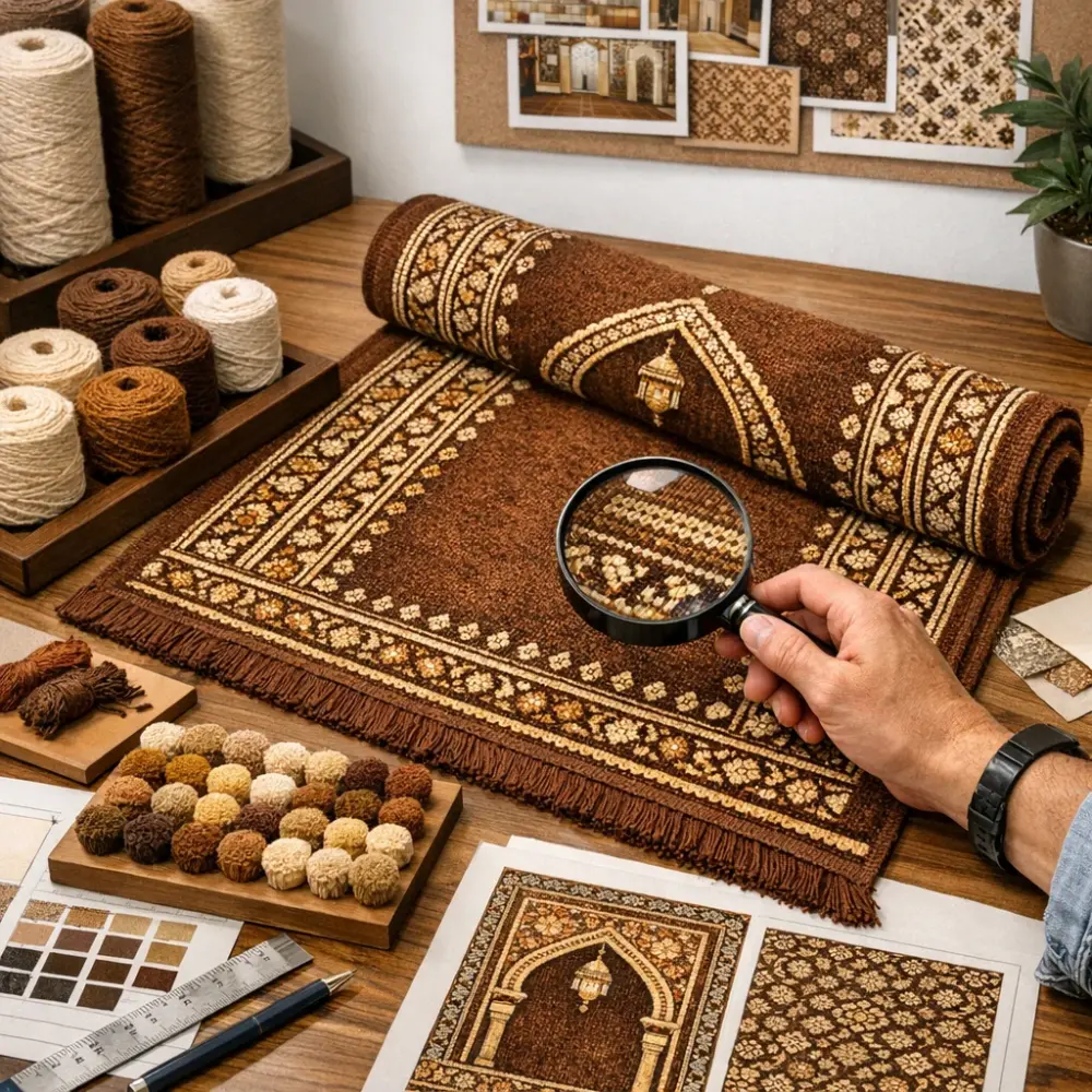 راهنمای انتخاب فرش سجاده‌ای گردویی بر اساس شانه، تراکم و نوع نخ