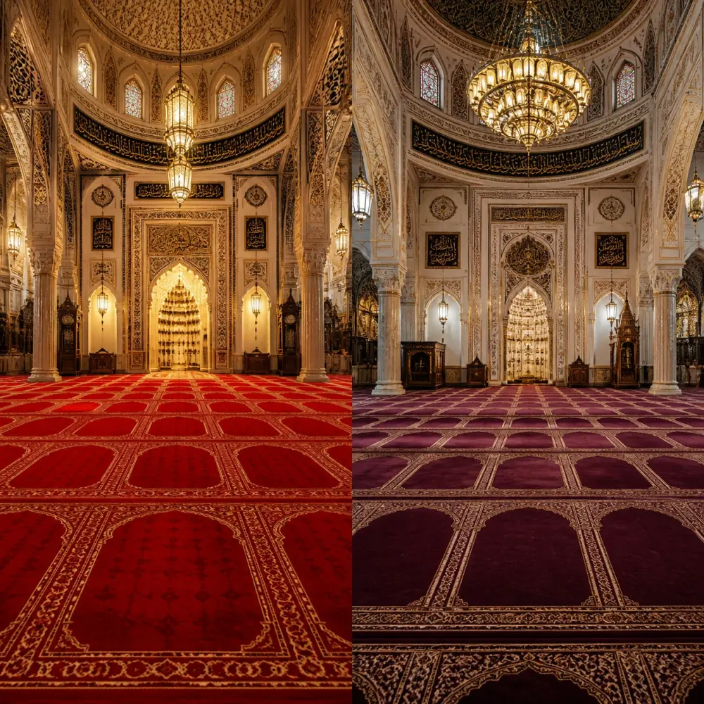 فرش سجاده‌ای زرشکی یا قرمز؟ مقایسه کامل برای انتخاب بهتر