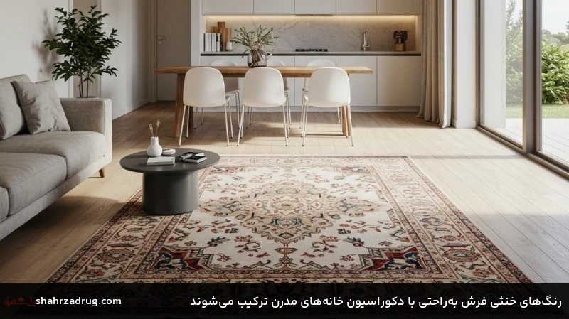 رنگ&zwnj;های خنثی فرش به&zwnj;راحتی با دکوراسیون خانه&zwnj;های مدرن ترکیب می&zwnj;شوند