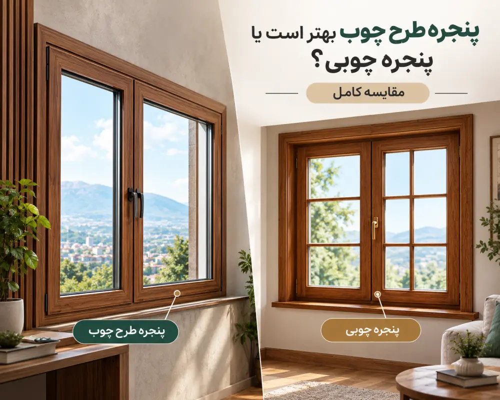 پنجره طرح چوب بهتر است یا پنجره چوبی؟ مقایسه کامل