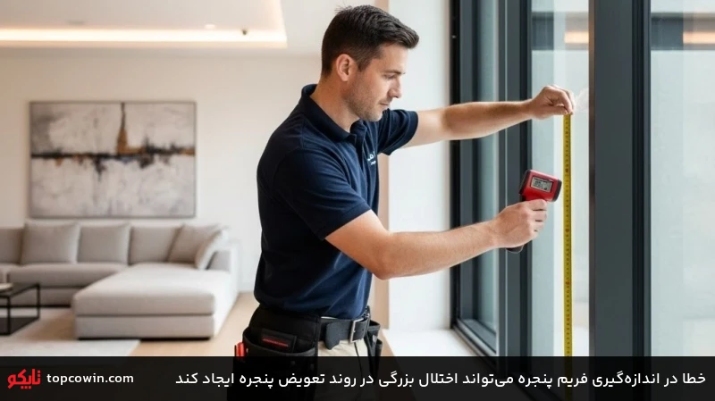 خطا در اندازهگیری فریم پنجره میتواند اختلال بزرگی در روند تعویض پنجره ایجاد کند خطا در اندازهگیری فریم پنجره میتواند اختلال بزرگی در روند تعویض پنجره ایجاد کند