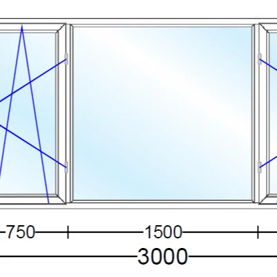 پنجره UPVC ویستابست 3 کاناله سه لنگه 3000 * 1500 mm