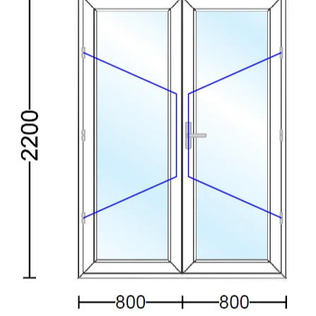 درب آورهنگی UPVC ویستابست 3 کاناله دولنگه 1600 * 2200 mm
